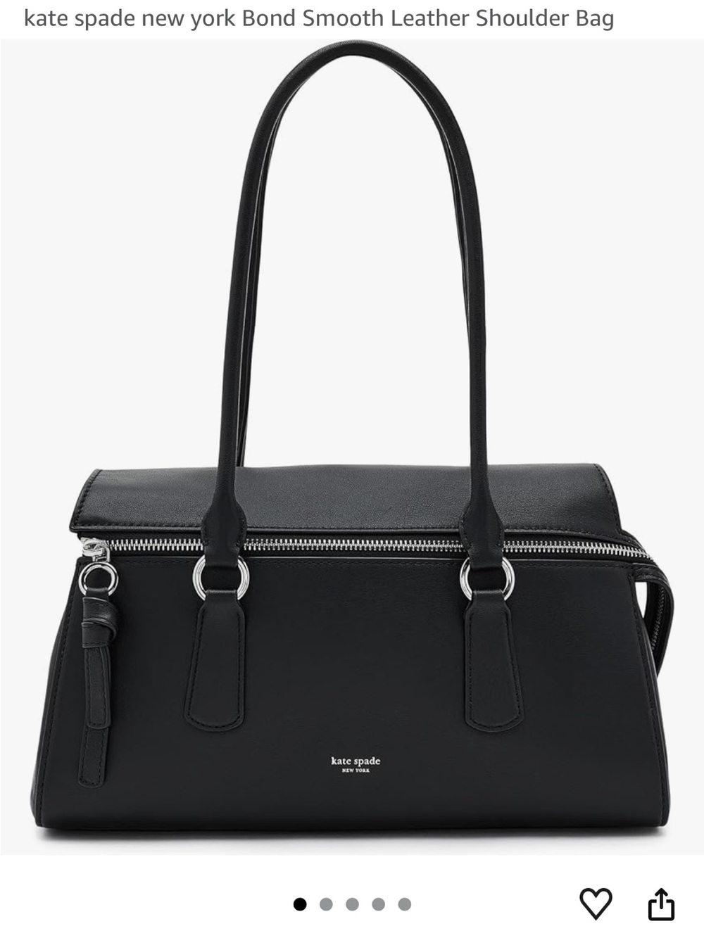 kate spade Black Leather Shoulder Bag with Zip Detail - Picture 7 of 9